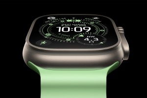 An Apple Watch depicted against a black background.