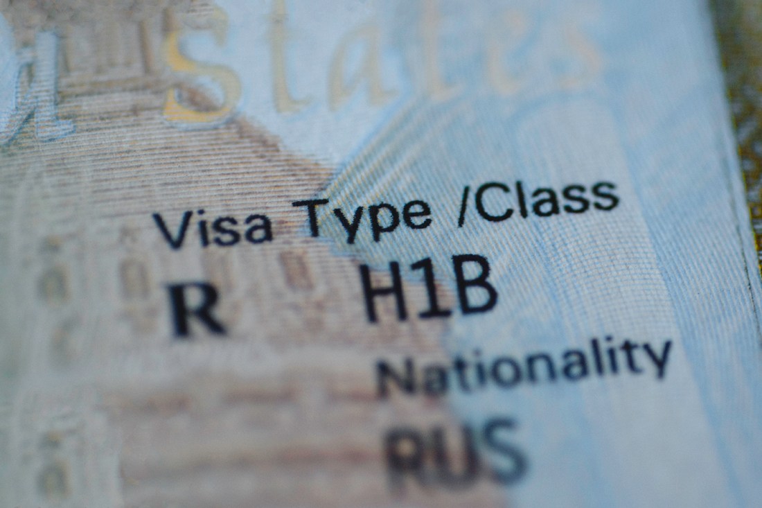A close-up of an H1B visa.