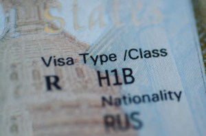 A close-up of an H1B visa.