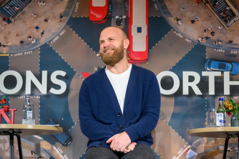 Will Champion speaks to students.