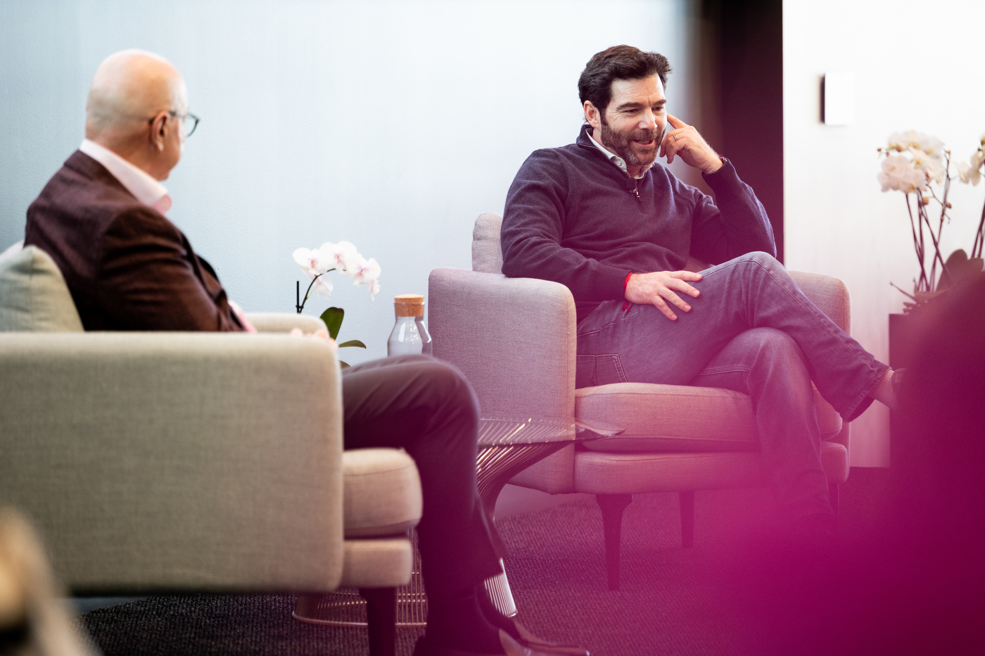 Joseph Aoun and Jeff Weiner in conversation during the fireside chat.