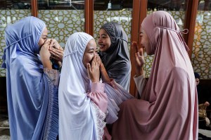 Muslim women celebrating Eid al-Fitr.