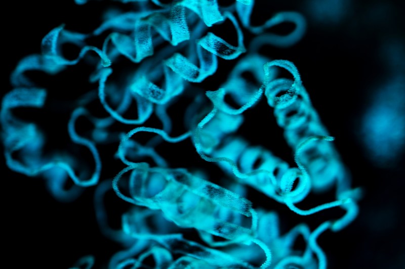 A lab sample that is blue.