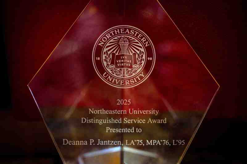 A close-up of the award given to Deanna Jantzen.