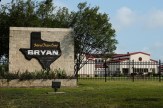 Signage at the main entrance to Federal Prison Camp, Bryan in Texas.