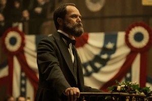 A screen capture of an actor playing James Garfield in a Netflix movie.