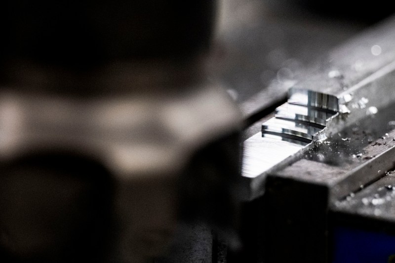 A closeup photo showing metal work.