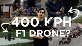 A thumbnail that shows several screen captures of engineers working on a high-powered drone. In the middle a student poses with a drone. Overlaid on top is the text '400 KPH F1 DRONE?'