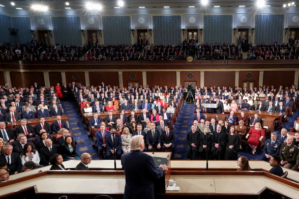 President Donald Trump delivers the State of the Union address to a joint session of Congress.