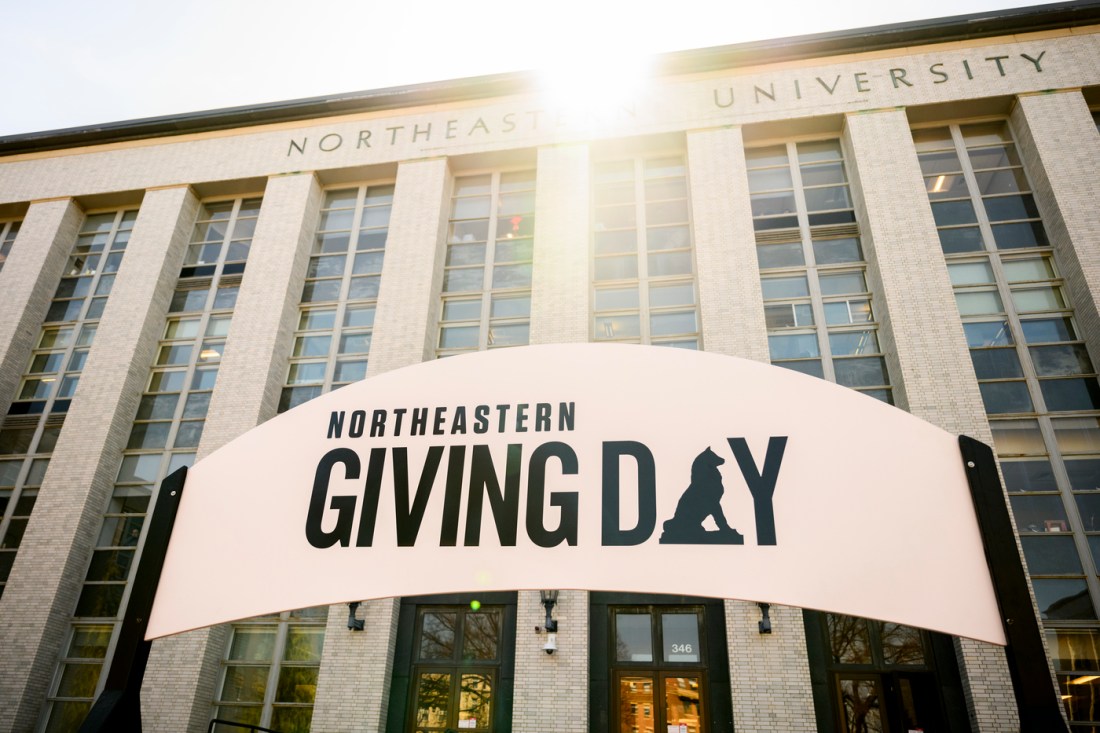 A sign from Northeastern's Giving Day