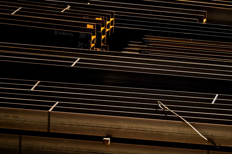 A close up of steel beams.