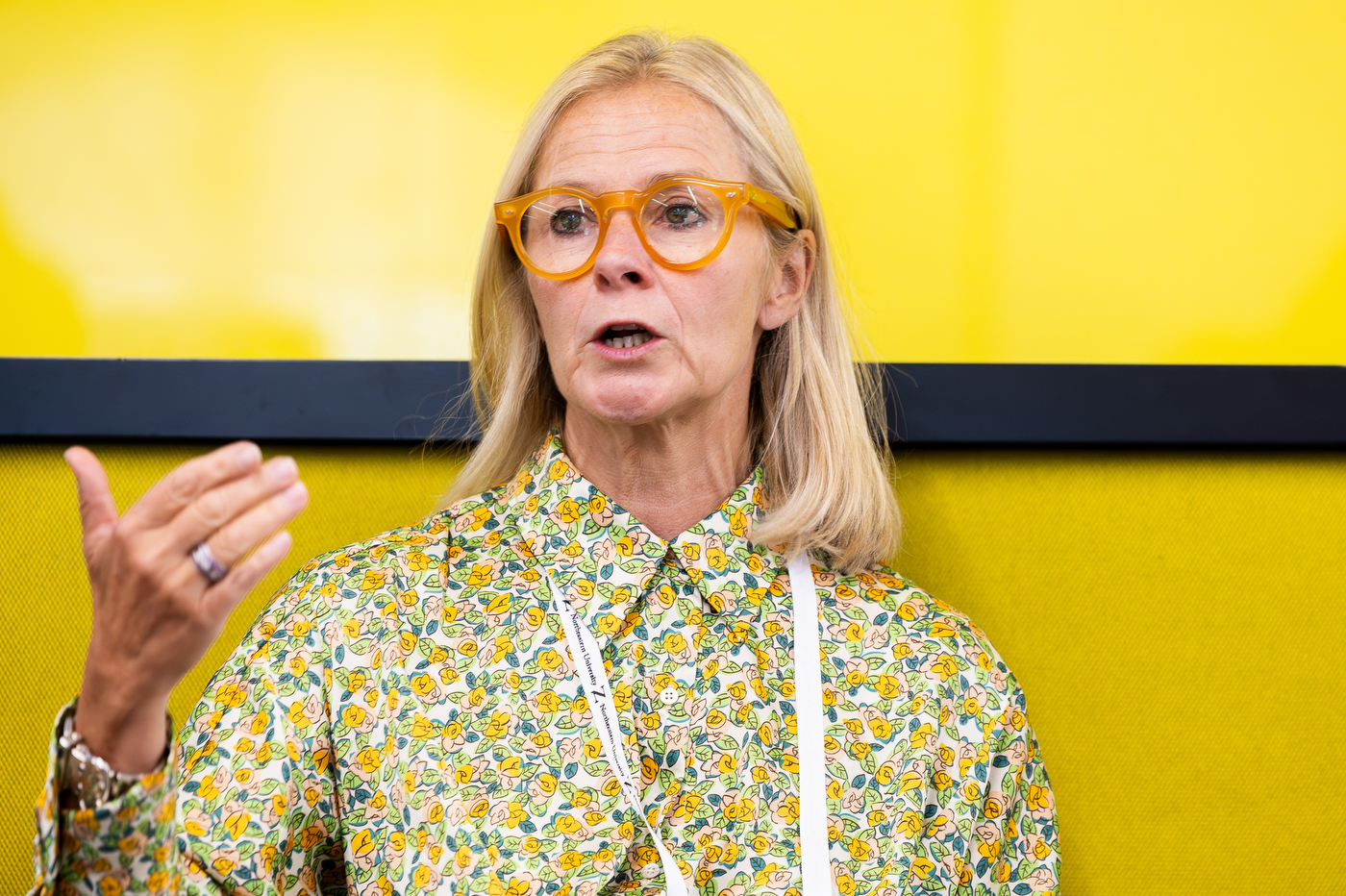 Julietta Dexter, governor of Northeastern University London, speaks during the Global Leadership Summit. 
