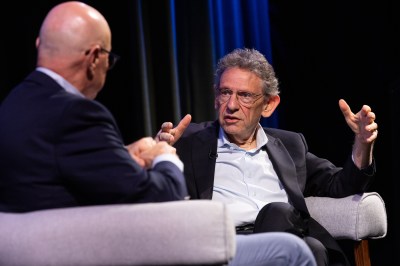 Grainge speaking in a seated conversation on stage at the Northeastern Global Leadership Summit at BAFTA in London.