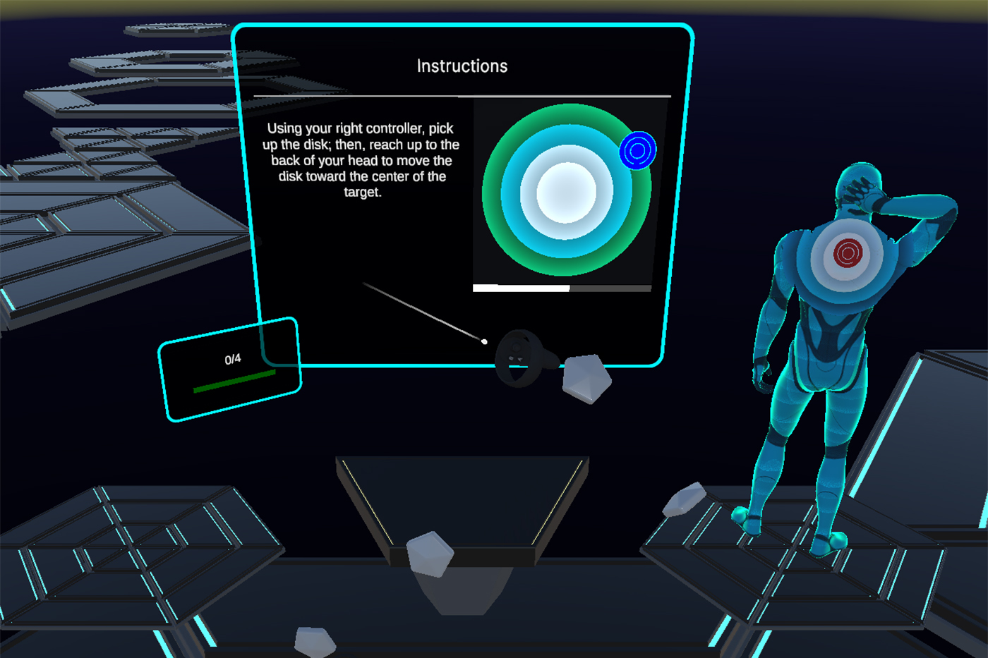 A shot of the instructions page inside of the VR reality researchers developed to aid with injury recovery.