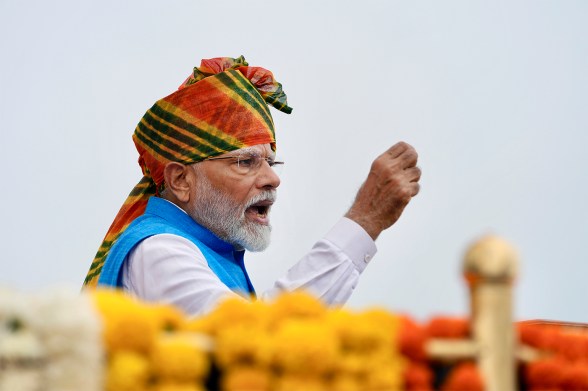 Indian Prime Minister Narendra Modi speaks to an audience.