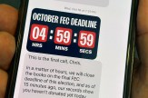 A text message containing political information is viewed on a mobile device.