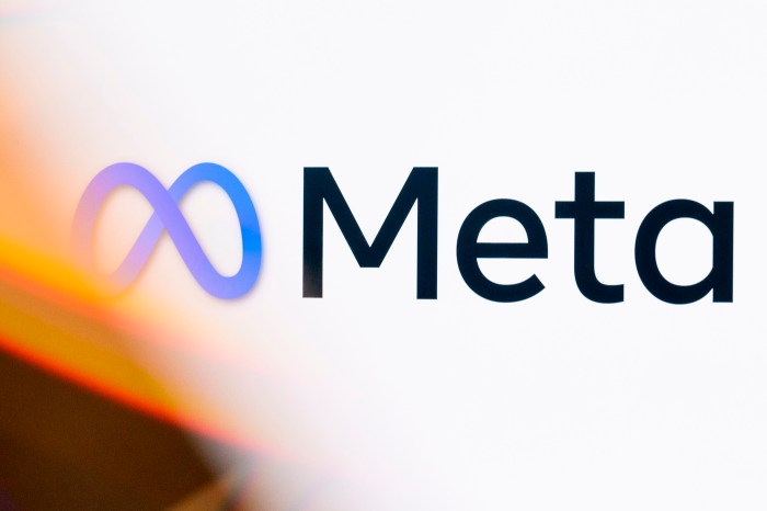 The Meta logo on a computer screen.