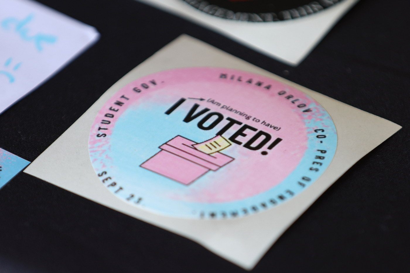 A close up of an I voted sticker.